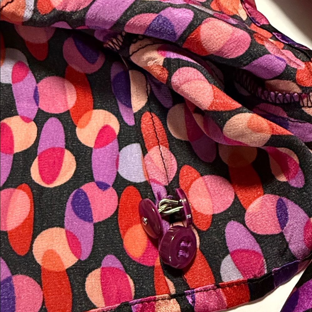 I.E. Colorful 100% Silk Blouse with colorful dotted long sleeve button down EUC - Picture 9 of 13